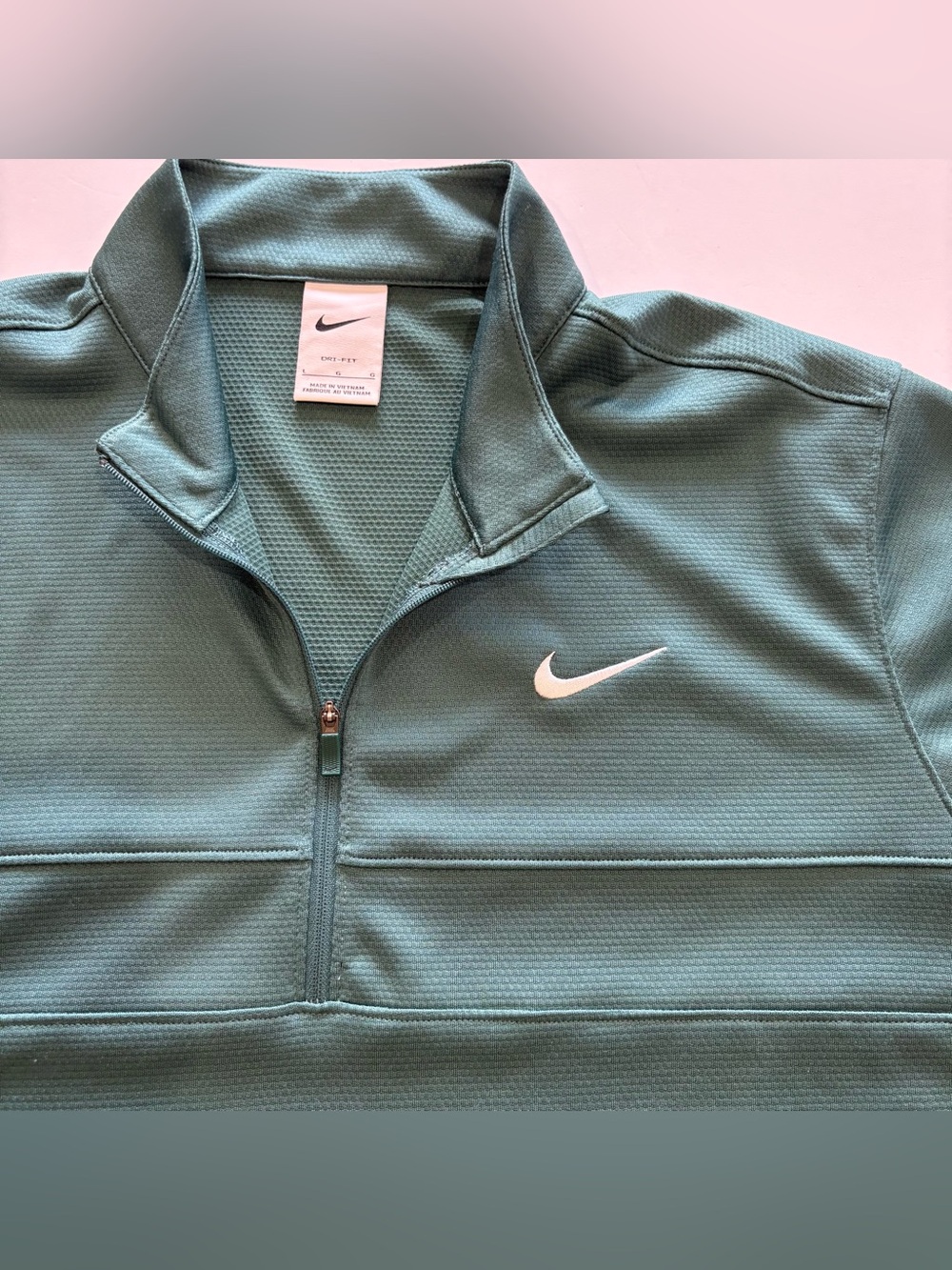 Nike Dri-FIT Men’s Large Green 1/4 Zip Pullover Long Sleeve Performance Golf